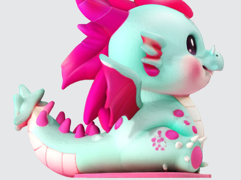 Cute Pink Dragon for Print 3D Print Model