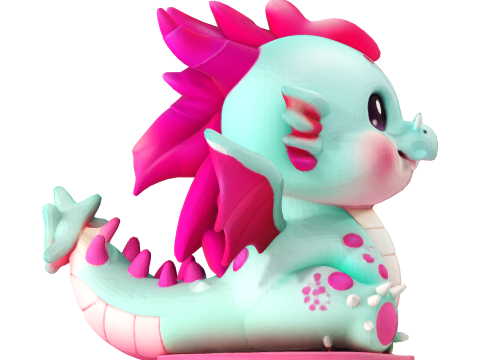 Cute Pink Dragon for Print 3D Print Model