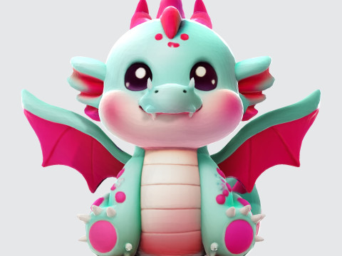 Cute Pink Dragon for Print 3D Print Model