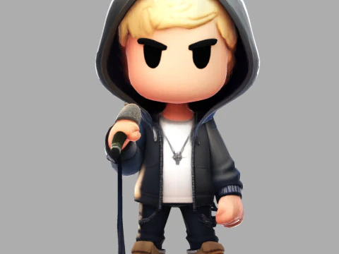 3D Cartoony Rapper Model Cute Stylized Character 3D Print Ready 3D Print Model
