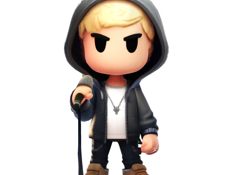 3D Cartoony Rapper Model Cute Stylized Character 3D Print Ready 3D Print Model
