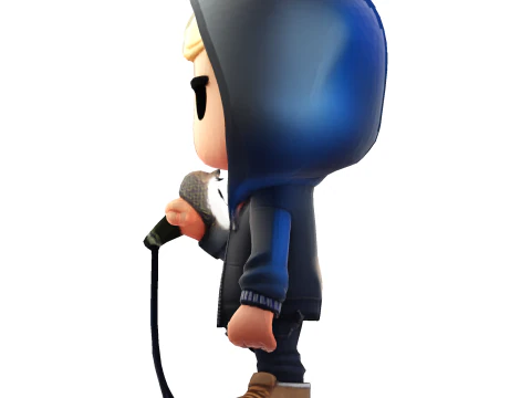 3D Cartoony Rapper Model Cute Stylized Character 3D Print Ready 3D Print Model