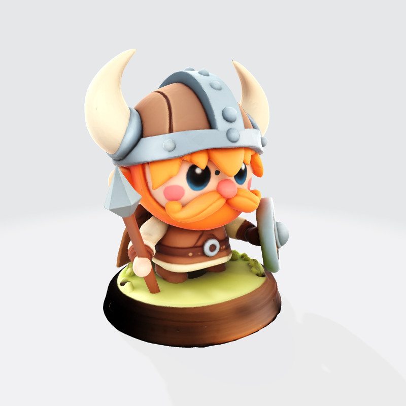 Cute Cartoon Viking Warrior - Optimized for 3D Printing 3D print model 3D Print Model .c4d .max .obj .3ds .fbx .stl .blend 