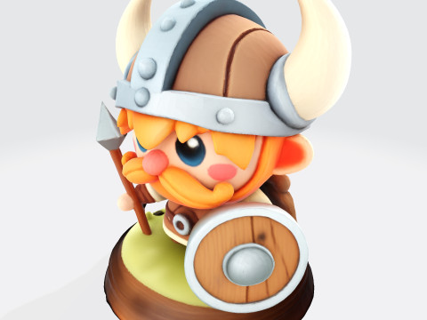 Cute Cartoon Viking Warrior - Optimized for 3D Printing 3D print model 3D Print Model