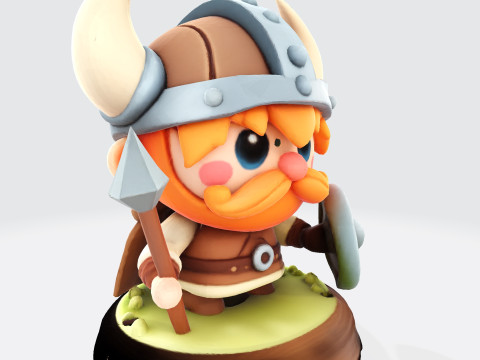 Cute Cartoon Viking Warrior - Optimized for 3D Printing 3D print model 3D Print Model