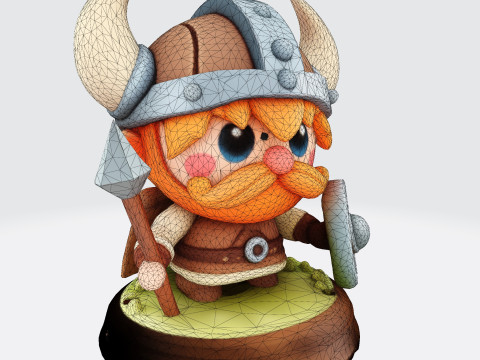Cute Cartoon Viking Warrior - Optimized for 3D Printing 3D print model 3D Print Model