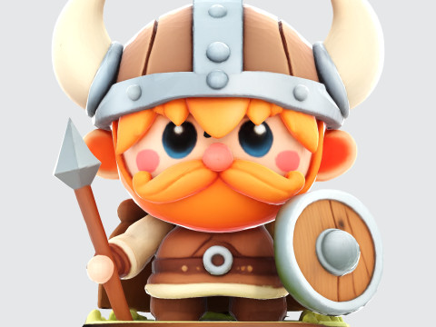 Cute Cartoon Viking Warrior - Optimized for 3D Printing 3D print model 3D Print Model