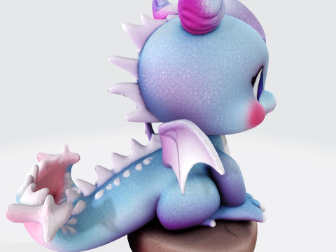 Cute Baby Blue Dragon Ready for 3D Printing Digital Art 3Dプリントモデル