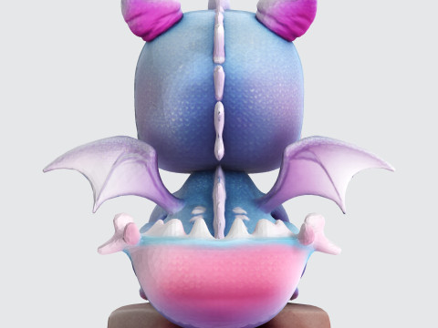 Cute Baby Blue Dragon Ready for 3D Printing Digital Art 3Dプリントモデル