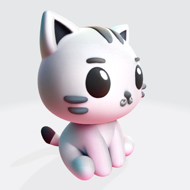 Adorable Cartoon Cat Optimized for 3D Print Digital Art Modello di stampa 3D .c4d .max .obj .3ds .fbx .stl .blend