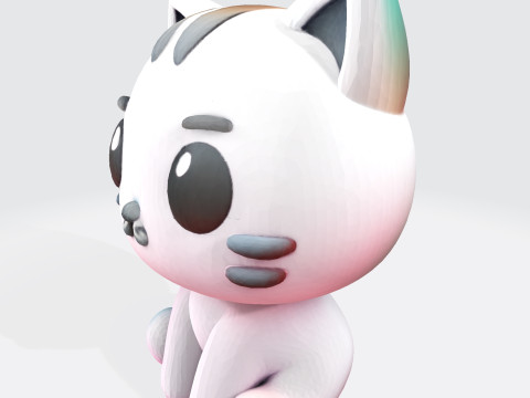 Adorable Cartoon Cat Optimized for 3D Print Digital Art Modello di stampa 3D
