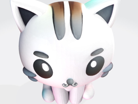 Adorable Cartoon Cat Optimized for 3D Print Digital Art Modello di stampa 3D