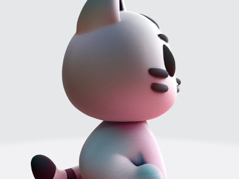 Adorable Cartoon Cat Optimized for 3D Print Digital Art Modello di stampa 3D