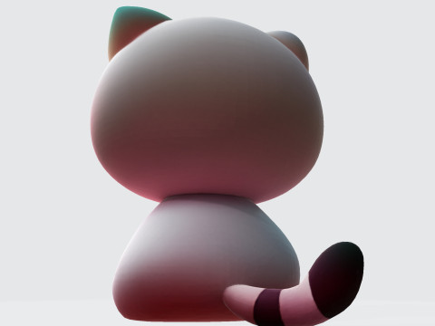 Adorable Cartoon Cat Optimized for 3D Print Digital Art Modello di stampa 3D