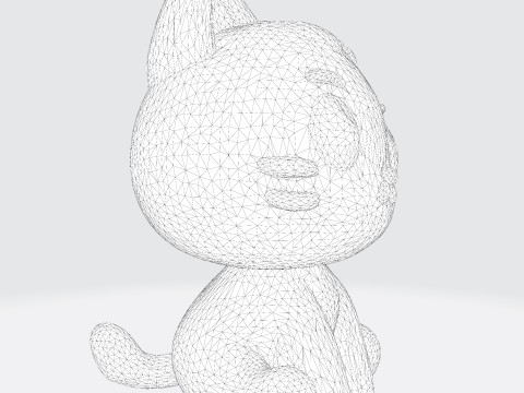 Adorable Cartoon Cat Optimized for 3D Print Digital Art Modello di stampa 3D