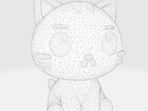 Adorable Cartoon Cat Optimized for 3D Print Digital Art Modello di stampa 3D