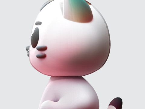 Adorable Cartoon Cat Optimized for 3D Print Digital Art Modello di stampa 3D