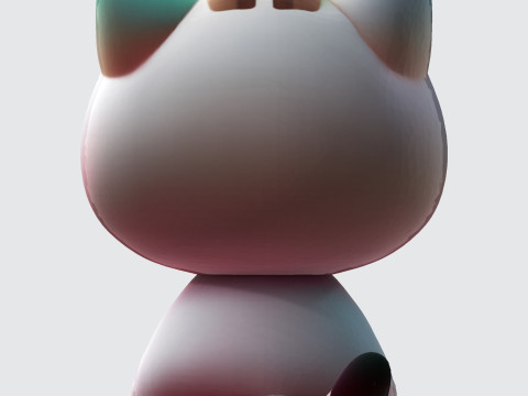 Adorable Cartoon Cat Optimized for 3D Print Digital Art Modello di stampa 3D