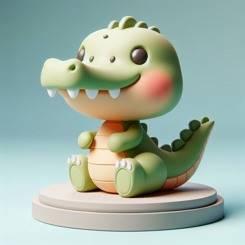 Cute Croco Cartoon High-Quality 3D Printable Model 3D Druckmodell .c4d .max .obj .3ds .fbx .stl .blend 
