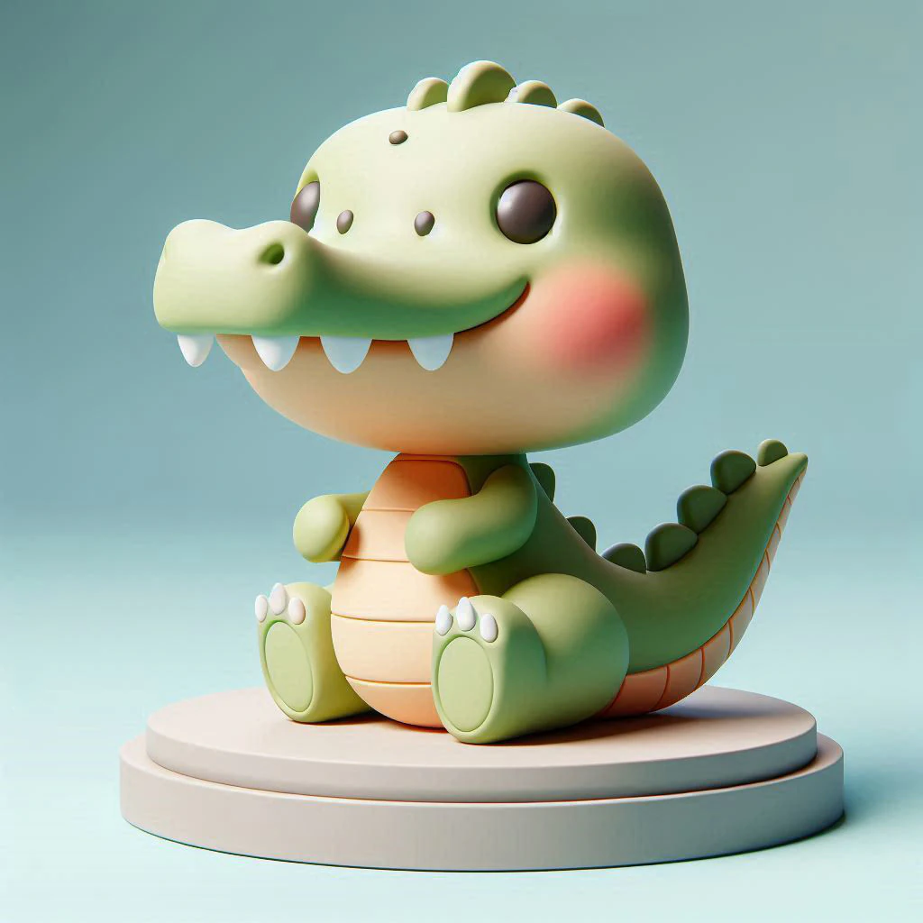 Cute Croco Cartoon High-Quality 3D Printable Model 3D Print Model .c4d .max .obj .3ds .fbx .stl .blend 
