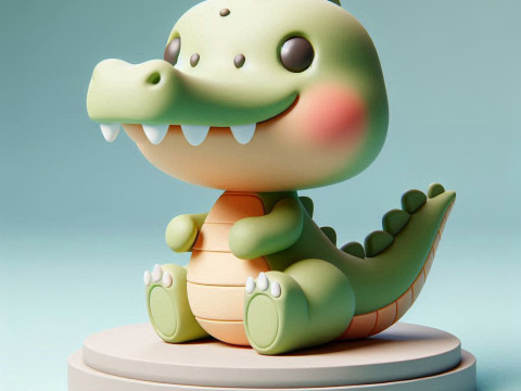 Cute Croco Cartoon High-Quality 3D Printable Model Modello di stampa 3D