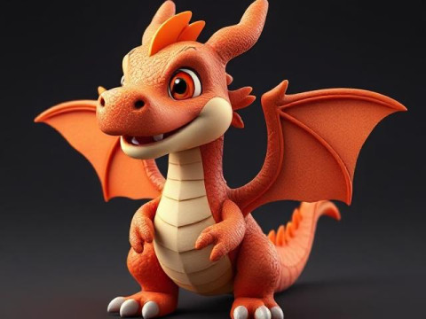 Adorable Orange Dragon 3D Druckmodell