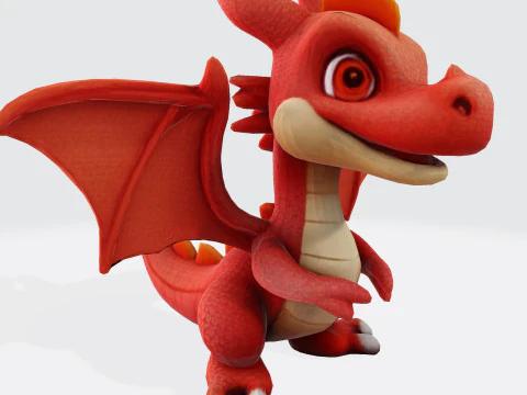 Adorable Orange Dragon 3D Print Model