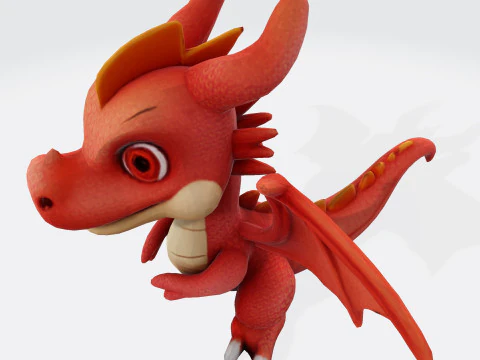 Adorable Orange Dragon 3D Print Model