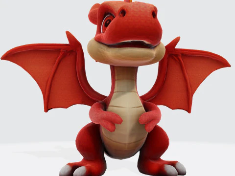 Adorable Orange Dragon 3D Print Model