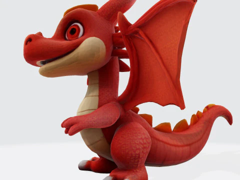 Adorable Orange Dragon 3D Print Model