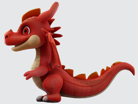 Adorable Orange Dragon 3D Print Model