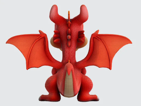 Adorable Orange Dragon 3D Print Model