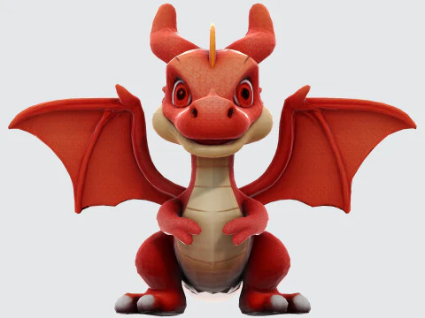 Adorable Orange Dragon 3D Print Model