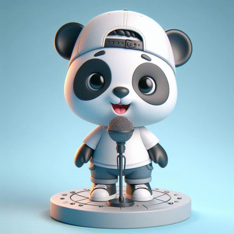 Adorable Panda Singer - Optimized for 3D Print Digital Use Modelo de Impressão 3D .c4d .max .obj .3ds .fbx .stl .blend
