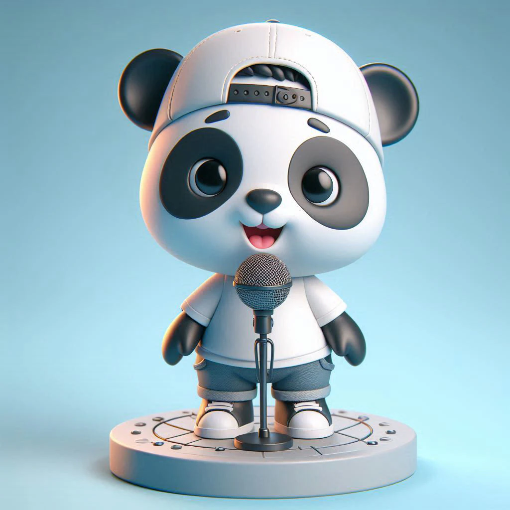 Adorable Panda Singer - Optimized for 3D Print Digital Use 3D Print Model .c4d .max .obj .3ds .fbx .stl .blend 
