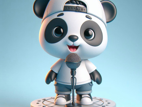 Adorable Panda Singer - Optimized for 3D Print Digital Use Modelo de Impressão 3D