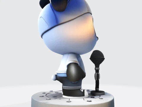 Adorable Panda Singer - Optimized for 3D Print Digital Use 3D Print Model