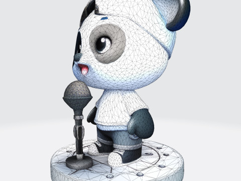Adorable Panda Singer - Optimized for 3D Print Digital Use Modelo de Impressão 3D