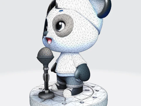 Adorable Panda Singer - Optimized for 3D Print Digital Use 3D Print Model