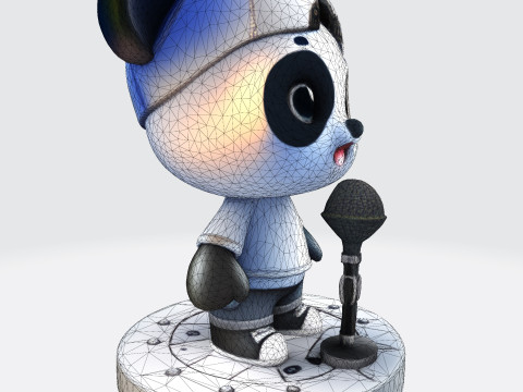 Adorable Panda Singer - Optimized for 3D Print Digital Use Modelo de Impressão 3D