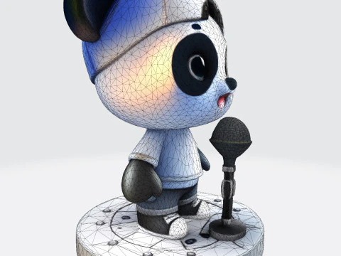 Adorable Panda Singer - Optimized for 3D Print Digital Use 3D Print Model