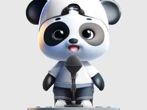 Adorable Panda Singer - Optimized for 3D Print Digital Use Modelo de Impressão 3D