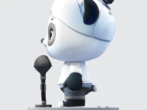 Adorable Panda Singer - Optimized for 3D Print Digital Use 3D Print Model