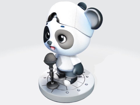 Adorable Panda Singer - Optimized for 3D Print Digital Use Modelo de Impressão 3D