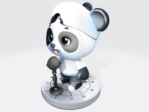 Adorable Panda Singer - Optimized for 3D Print Digital Use 3D Print Model
