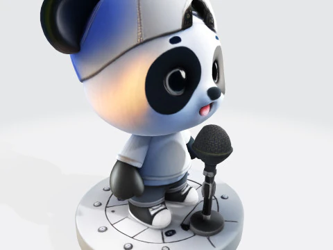 Adorable Panda Singer - Optimized for 3D Print Digital Use 3D Print Model