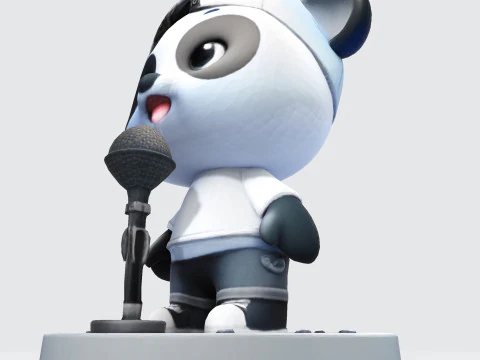 Adorable Panda Singer - Optimized for 3D Print Digital Use 3D Print Model