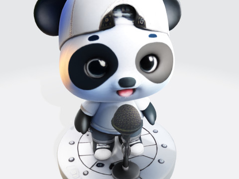 Adorable Panda Singer - Optimized for 3D Print Digital Use Modelo de Impressão 3D