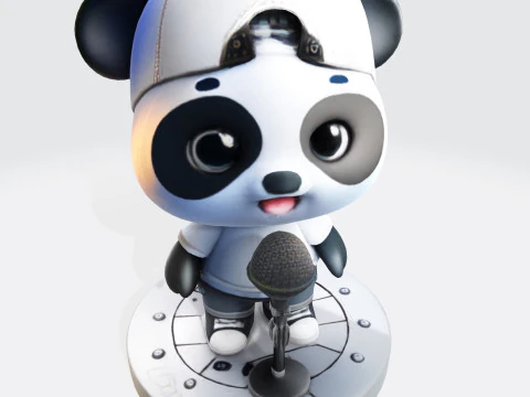 Adorable Panda Singer - Optimized for 3D Print Digital Use 3D Print Model