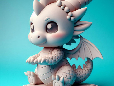 Cute Baby Dragon Figurine High-Poly for Printing Animation Collectibles Modello di stampa 3D